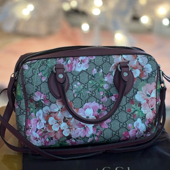 Gucci Floral Satchel - Burgundy and Pink - Picture 6 of 6